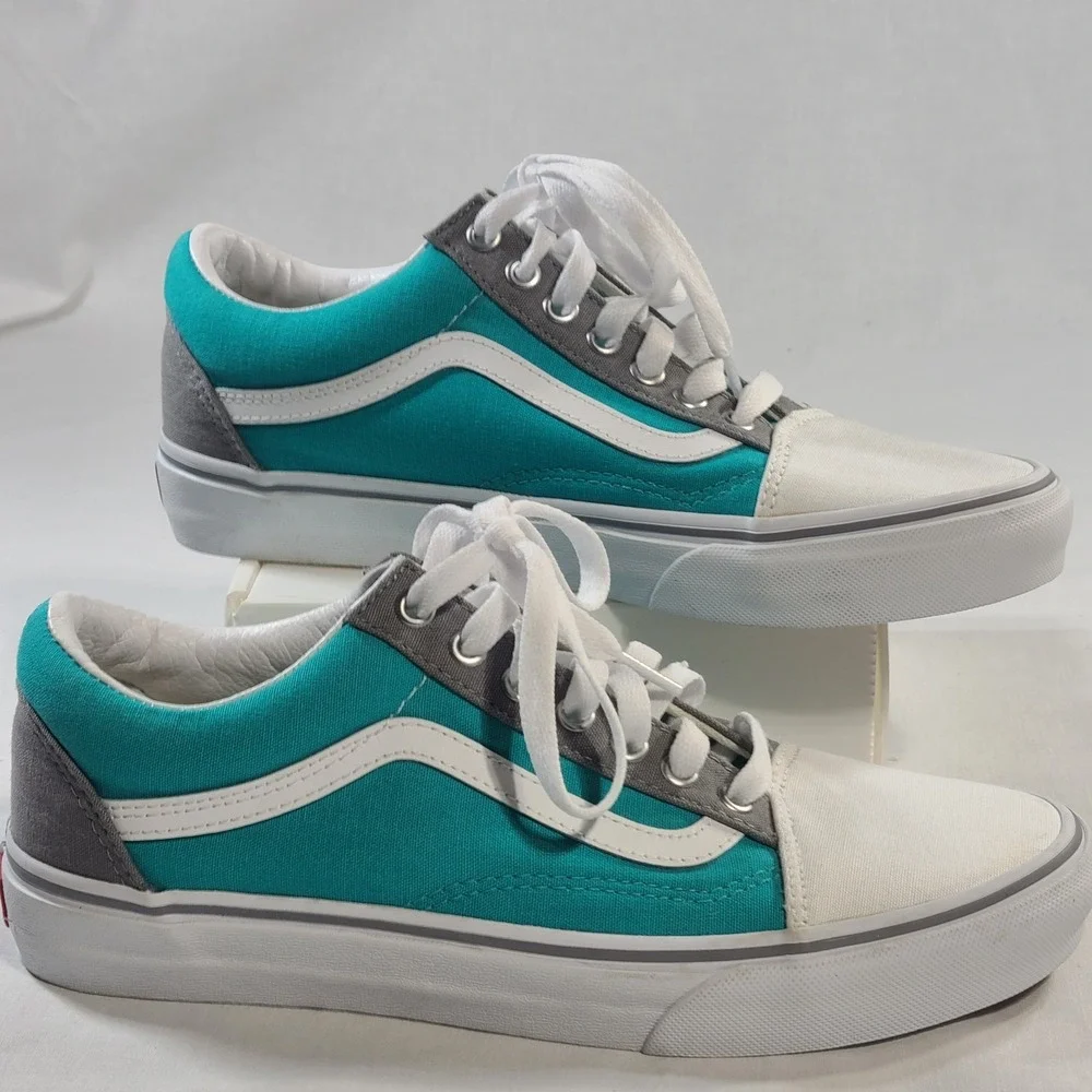 Vans Ols Skool Teal Gray Custom Shoes Men's 8 / Women's 9.5 New